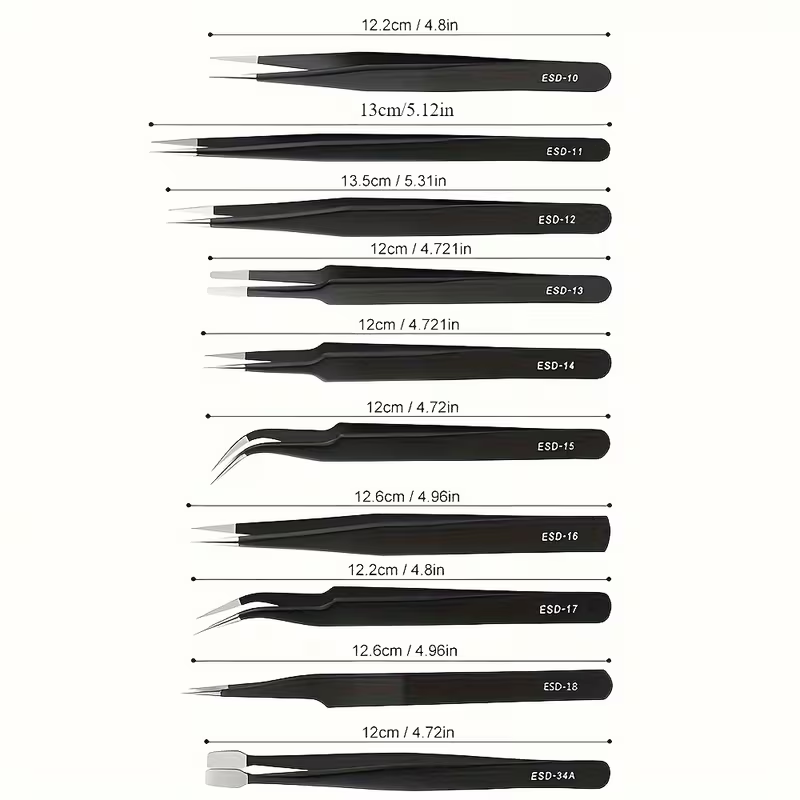 10Pcs ESD Anti‑Static Tweezers - Diy Kit Elektronik ulasan dan harga