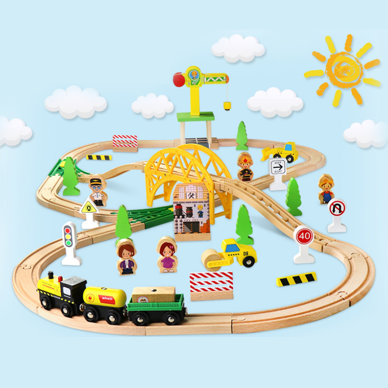 Wooden Train Track Highway Rin - Diy Electric Car ulasan dan harga